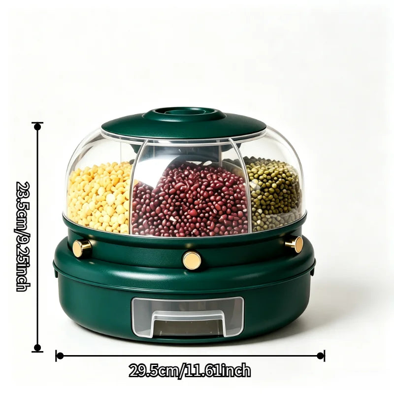ONENOBLE Rotating Cereal Dispenser With Six Compartments And Pullout Tray