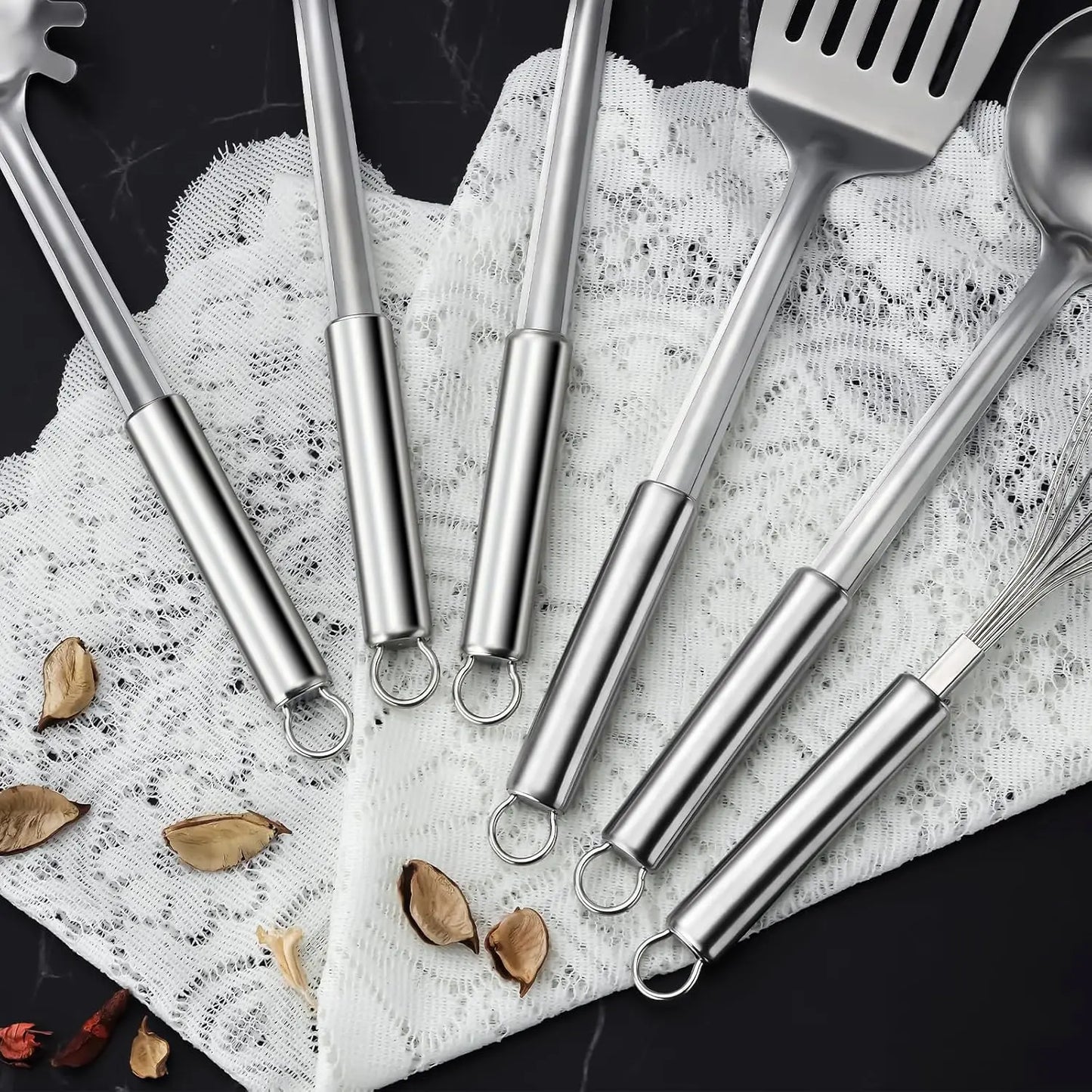 6-Piece Stainless Steel Kitchen Utensils Set With Hanging Handle