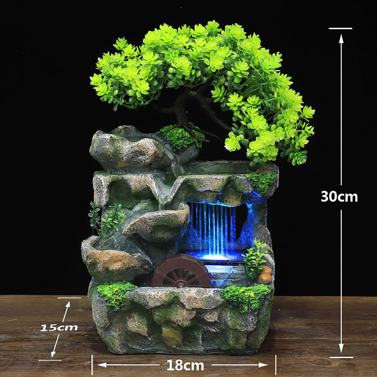 Indoor Resin Waterfall Fountain With Color Changing Led Lights