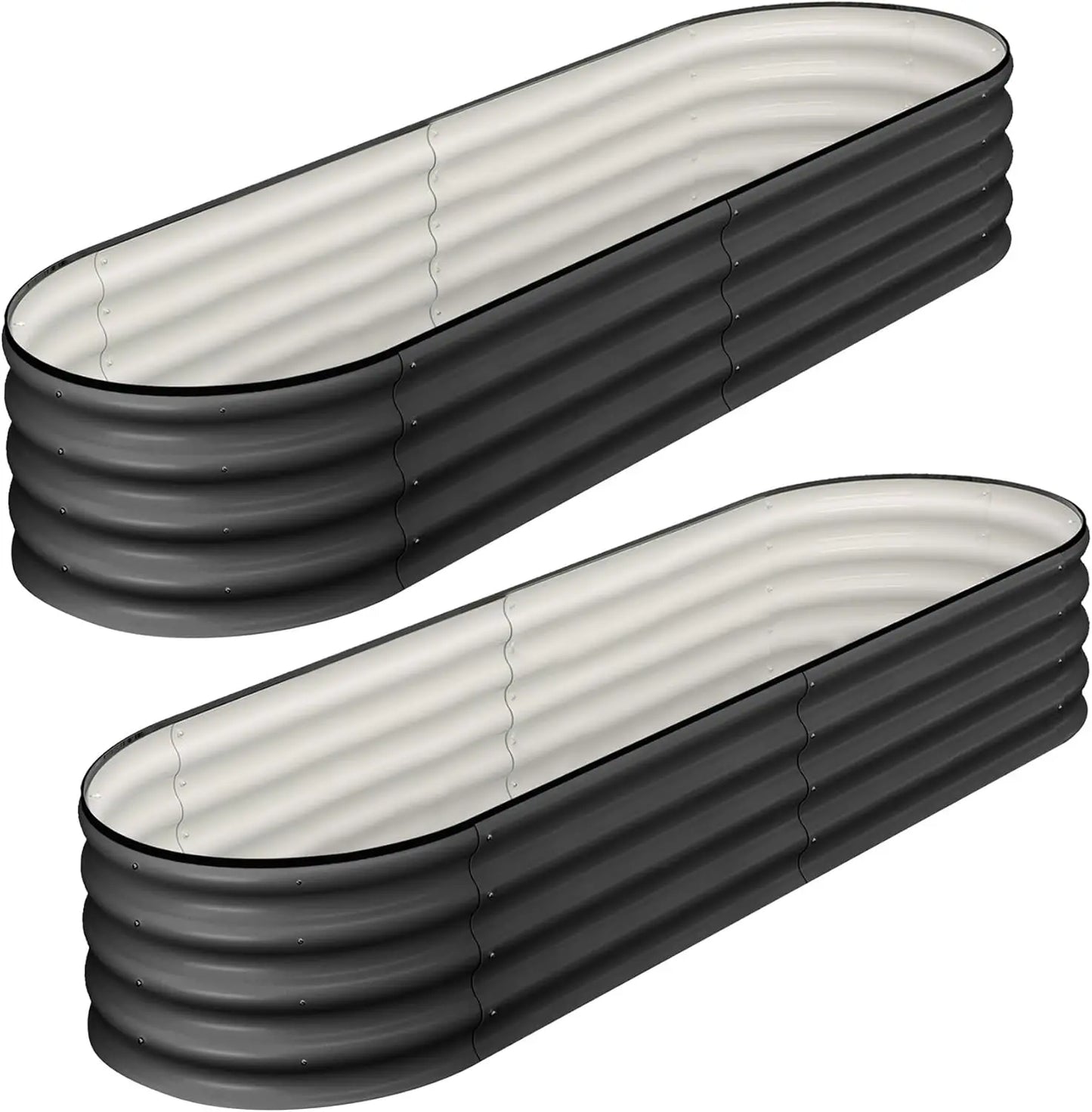 HiMISS Oval Galvanized Raised Garden Bed Two Pack Outdoor