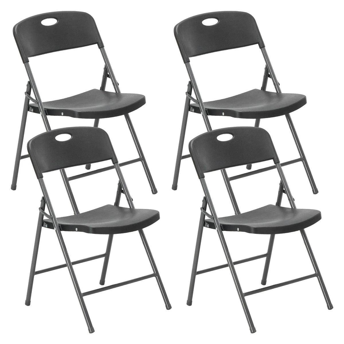 JHK 2/4/6 Pack Plastic Stackable Folding Chairs Portable Dining Chairs Set Heavy Duty with Ergonomic Back Easy to Use for Home