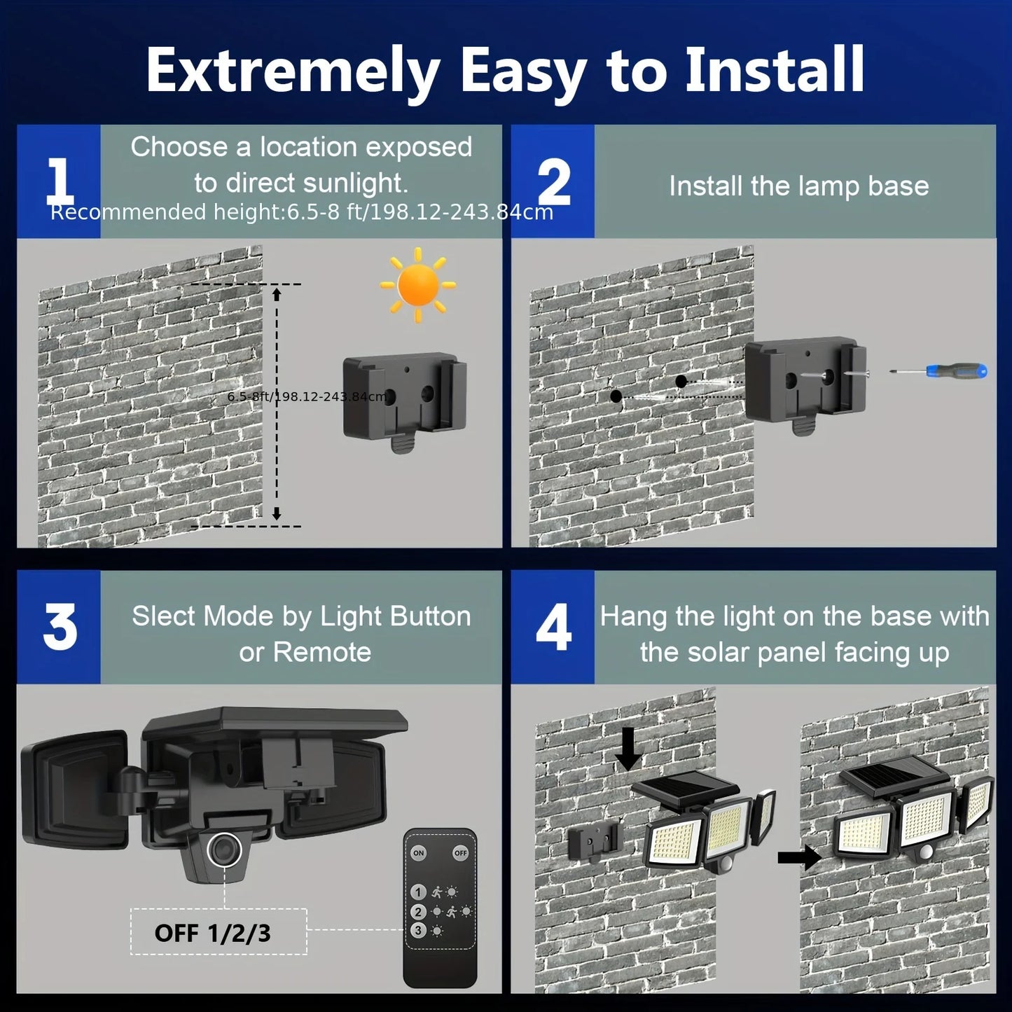 SZRSTH 3 Pack Solar Lights 2800LM Motion Sensor Security Lights