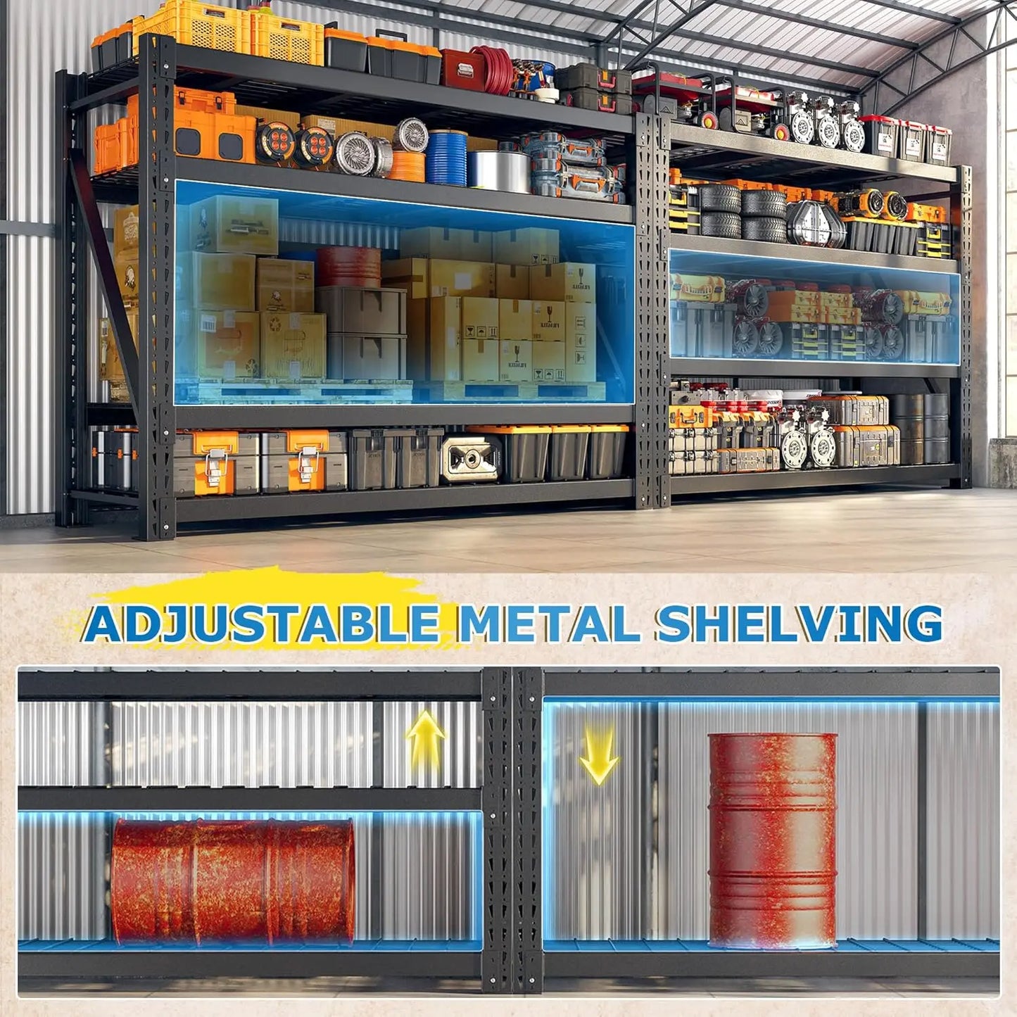 Heavy Duty Adjustable 4 Tier Metal Garage Shelving Basement Storage