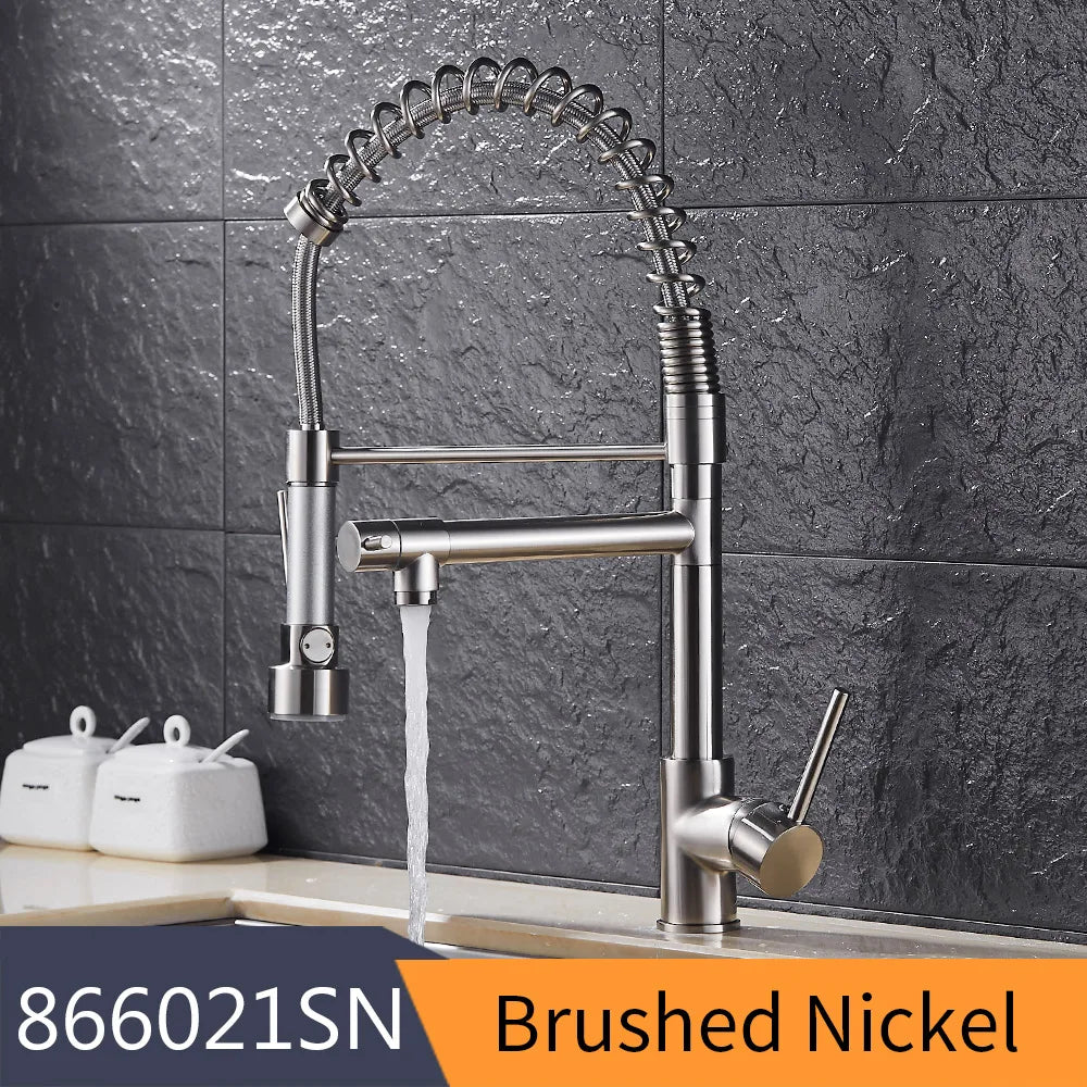 Gold Kitchen Faucets Gold Torneira Para Cozinha Faucet for Kitchen Sink Single Pull Out Spring Spout Mixers Hot Cold Water Tap