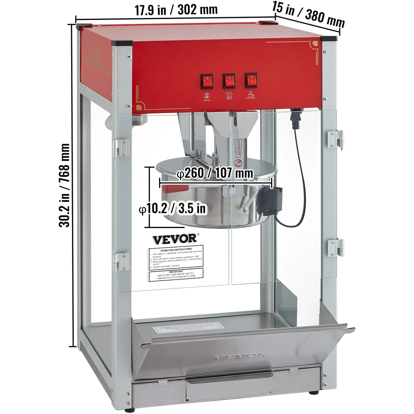 SucceBuy Commercial Electric Popcorn Maker 500W 110V