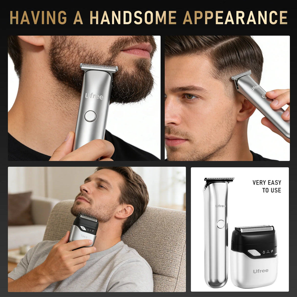 Waterproof Electric Beard Trimmer And Foil Shaver Kit For Men