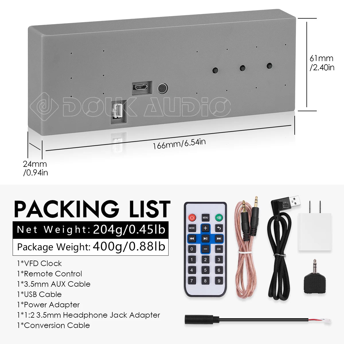 Stereo VFD Music Spectrum Sound Level Indicator Display Home Decor Clock Microphone+Line Audio VU Meter Dot Matrix
