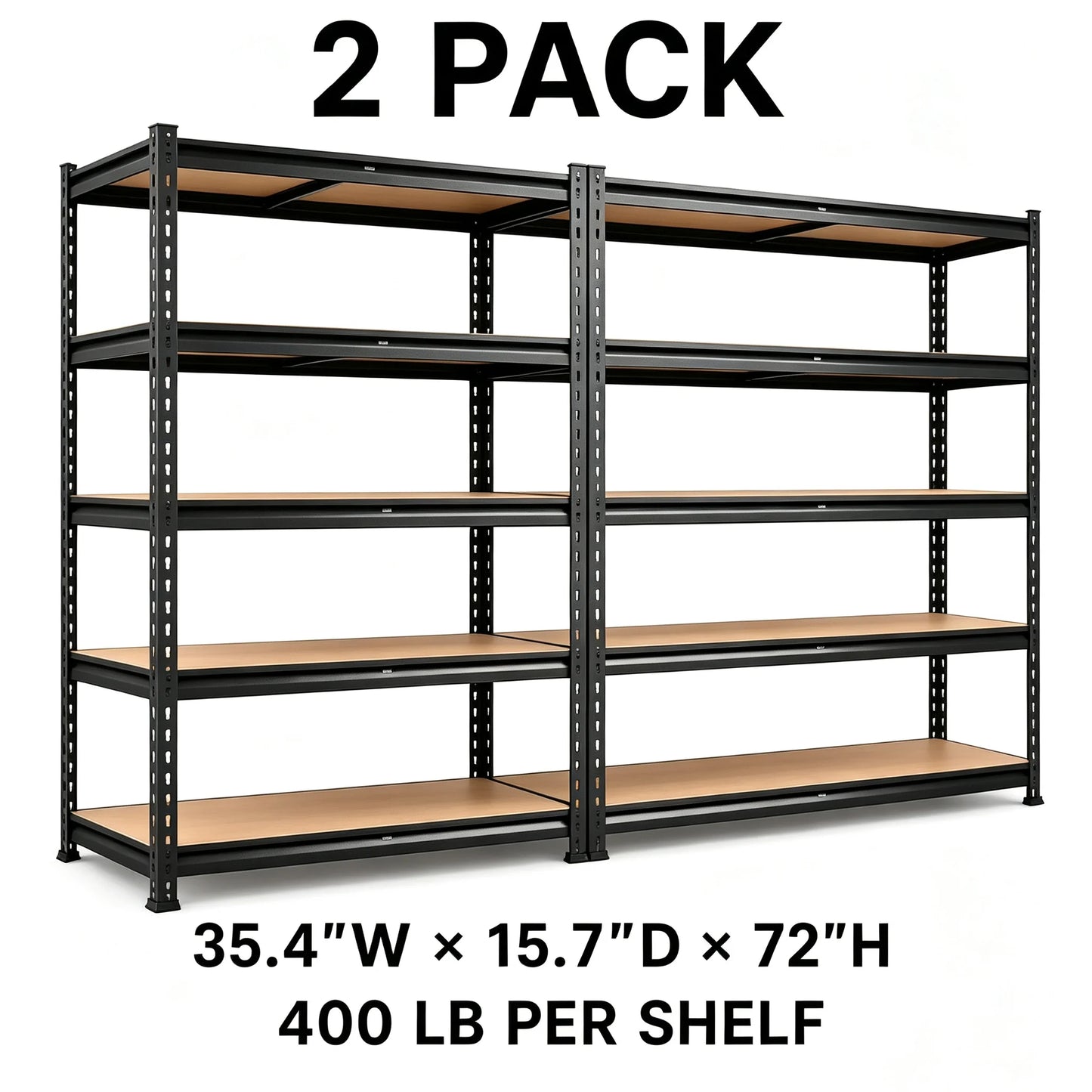 Heavy Duty Metal Storage Rack With Five Adjustable Tier Shelves