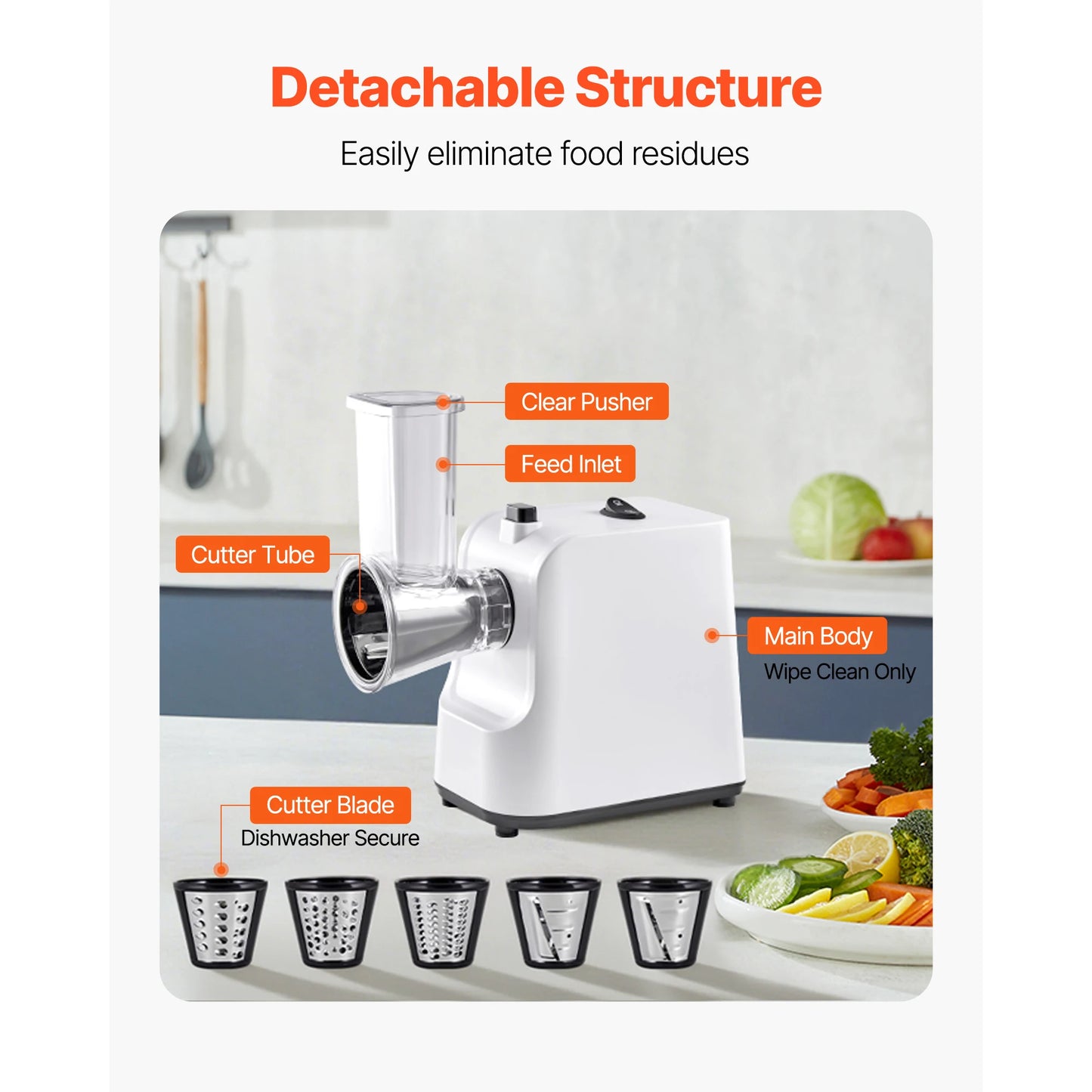 SucceBuy Electric 200W 5 in 1 Vegetable Slicer and Shredder
