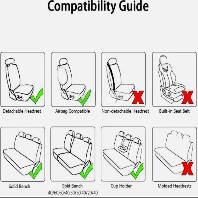 Universal Fit PU Leather Car Seat Covers For Front And Rear Bench