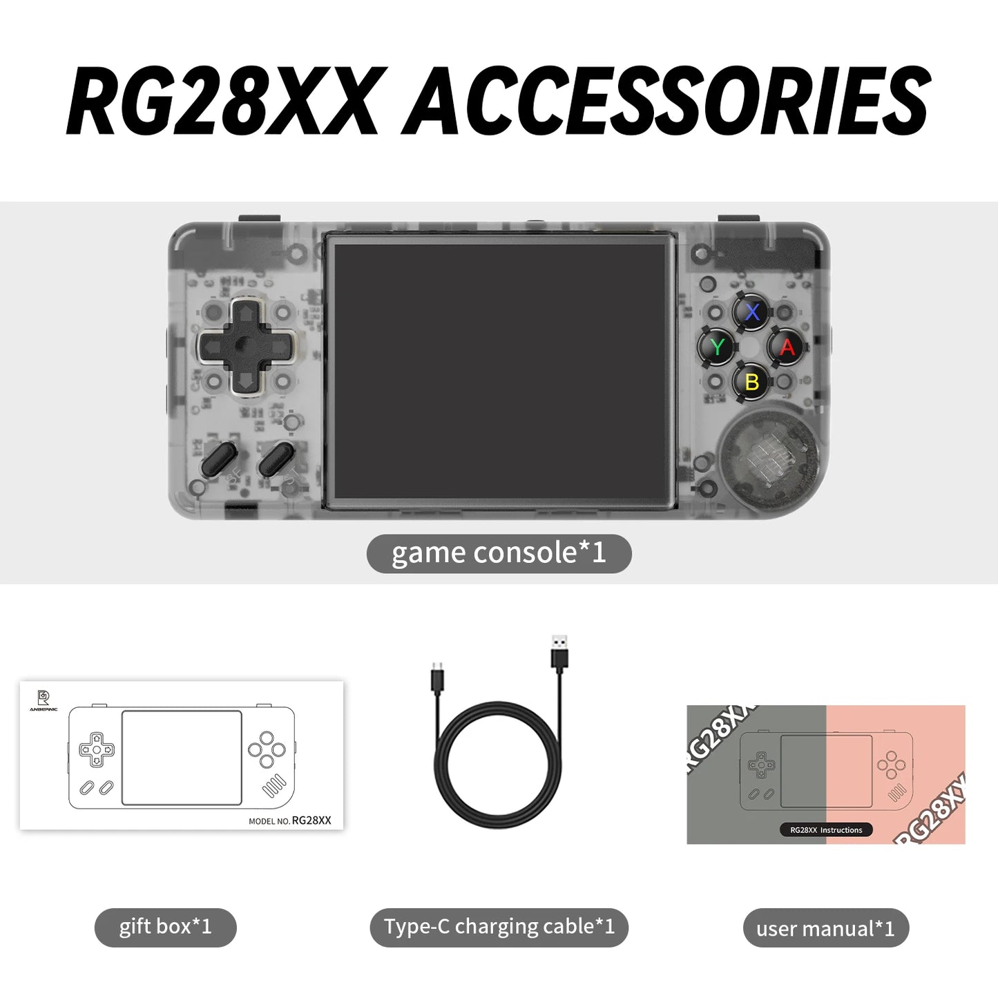 Anbernic RG28XX Retro Handheld Game Console 2.83-inch IPS Screen 640*480 Linux OS Built-in 3100mAH Battery HD-TV Out