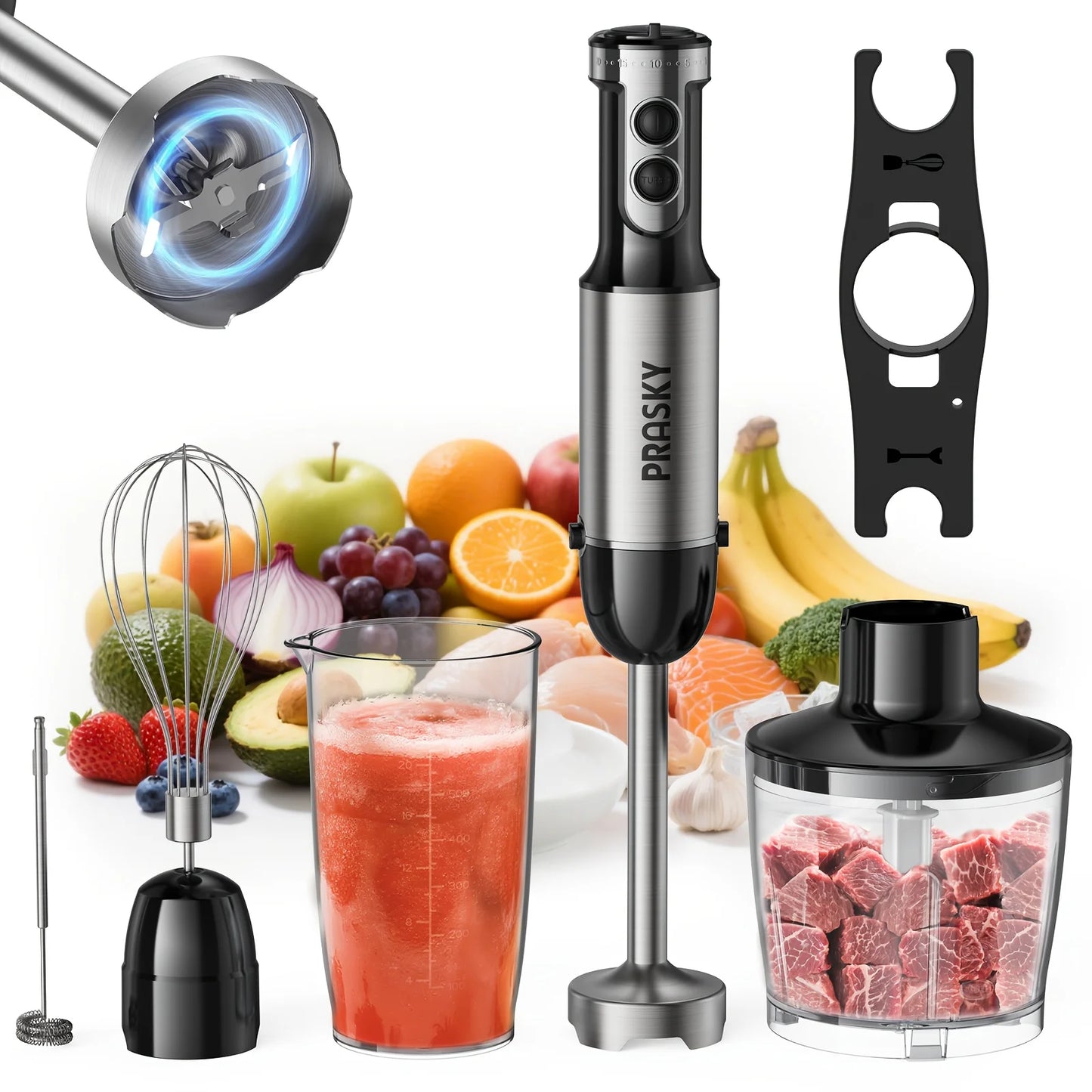 Prasky 5in1 Handheld Immersion Blender With High Power Motor