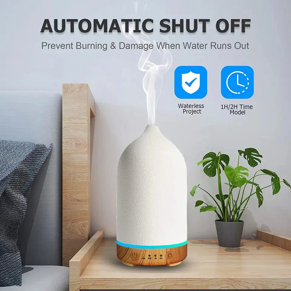 PDQ Ceramic Air Humidifier Aromatherapy Diffuser With LED Lights