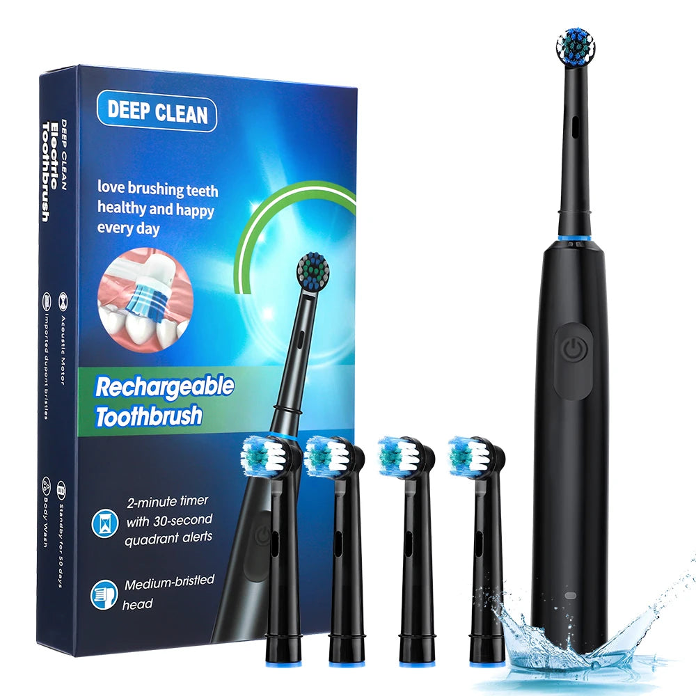 Electric Rechargeable Rotating Toothbrush With Five Modes And Timer