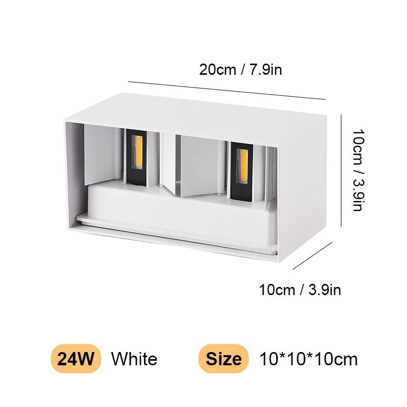 Pumous Aluminum LED Outdoor Wall Light IP65 Waterproof 12W