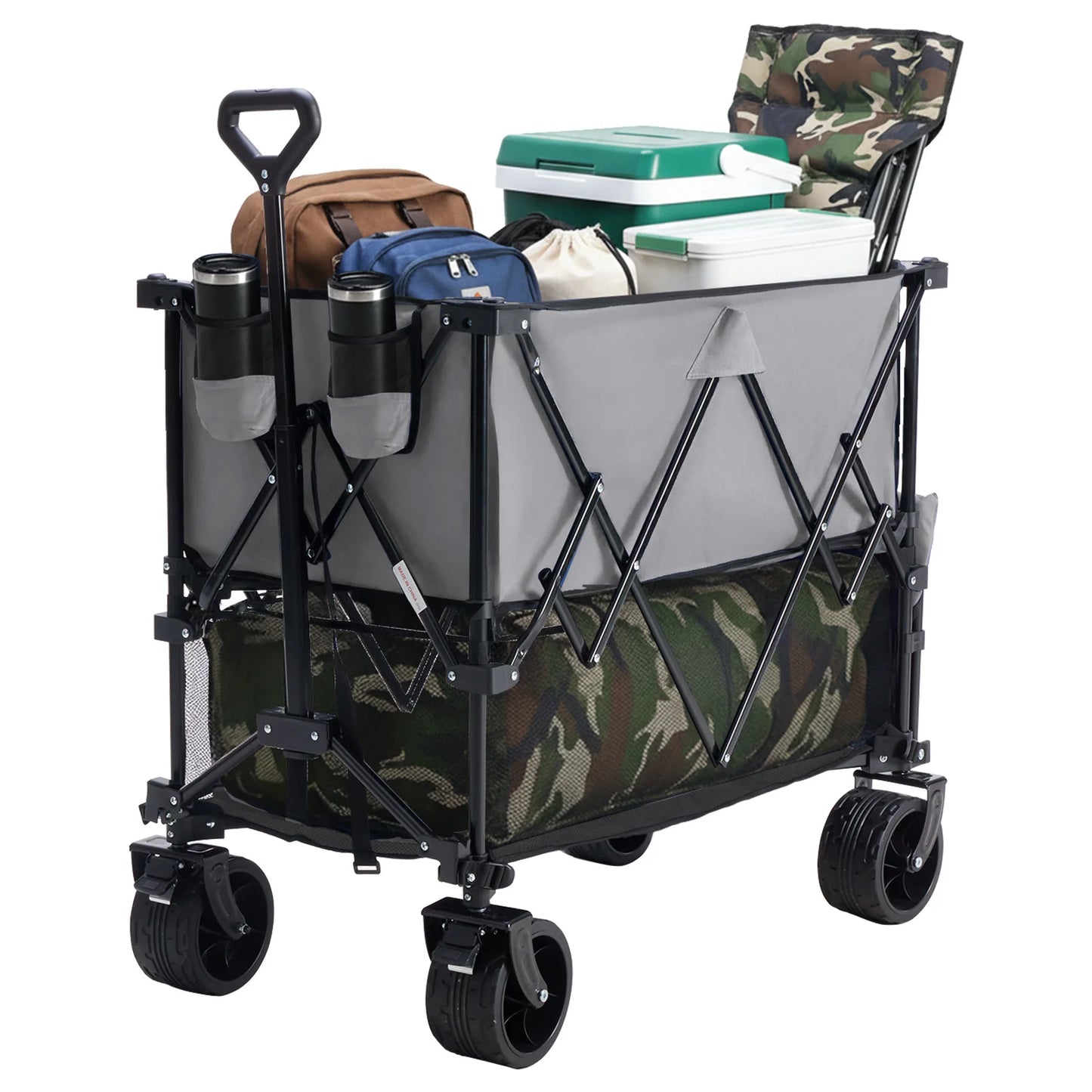 JHK Outdoor Double Decker Wagons Cart 440 Pound Capacity Garden Camping