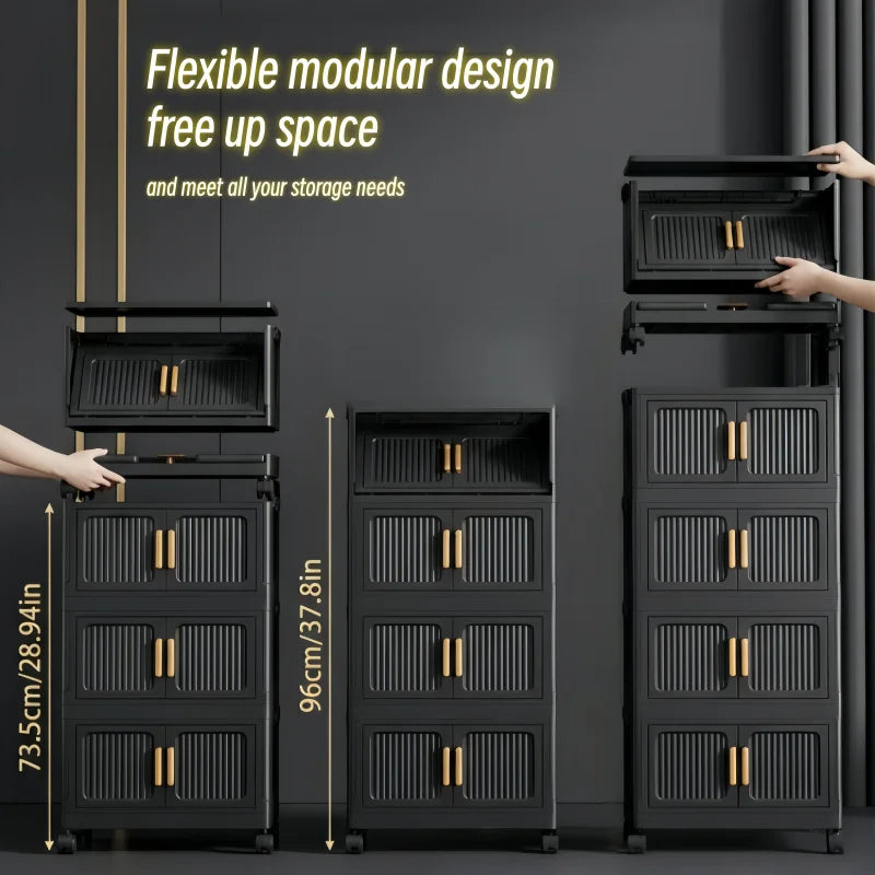ONENOBLE Folding Storage Cabinet Modular Stackable with Ventilated Doors