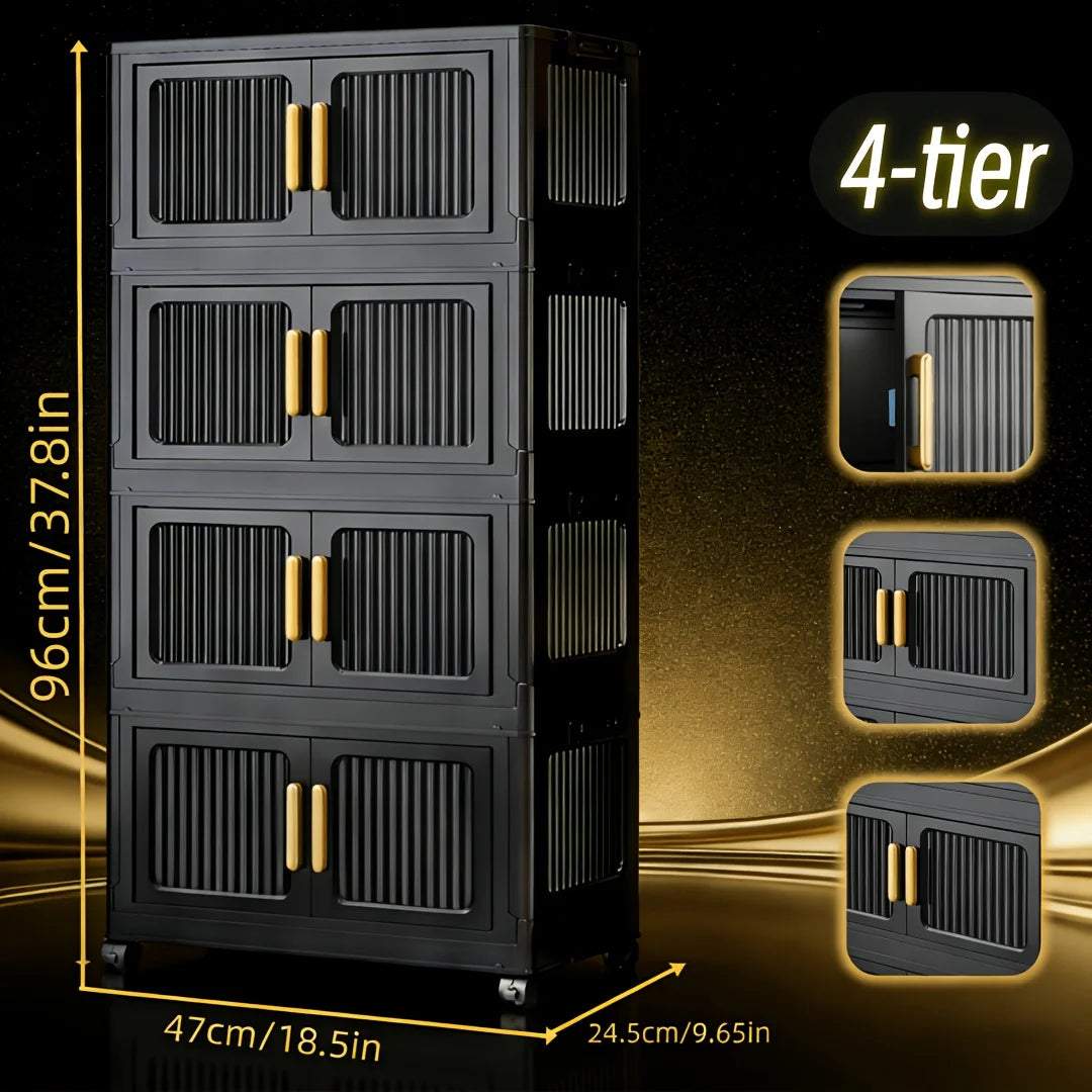 ONENOBLE Folding Storage Cabinet Modular Stackable with Ventilated Doors