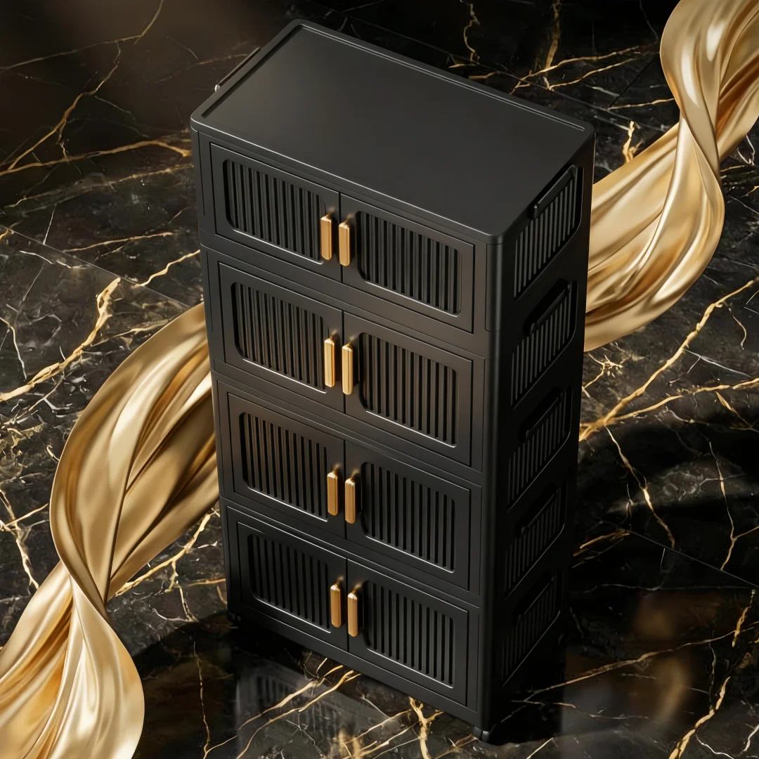 ONENOBLE Folding Storage Cabinet Modular Stackable with Ventilated Doors