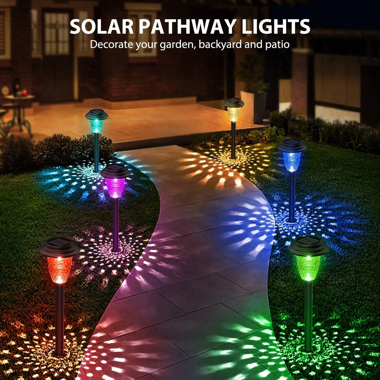 Solar Pathway Lights RGB Color Changing and Warm White Outdoor