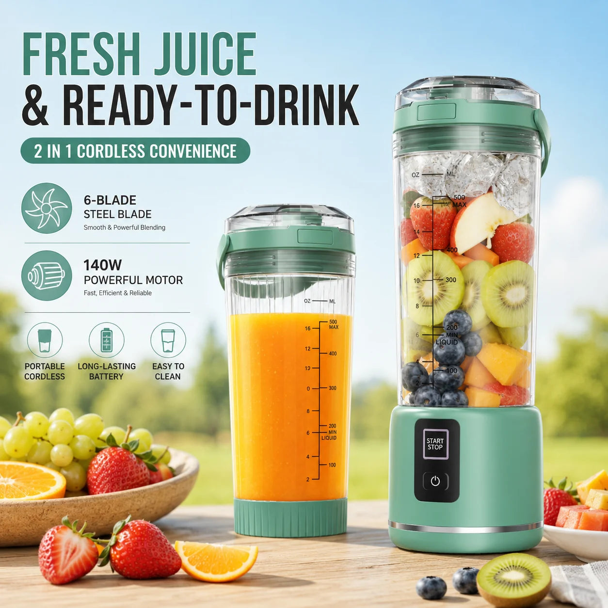 Portable USB-C Cordless Blender For Shakes And Smoothies