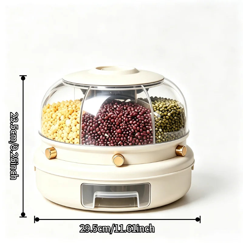 ONENOBLE Rotating Cereal Dispenser With Six Compartments And Pullout Tray