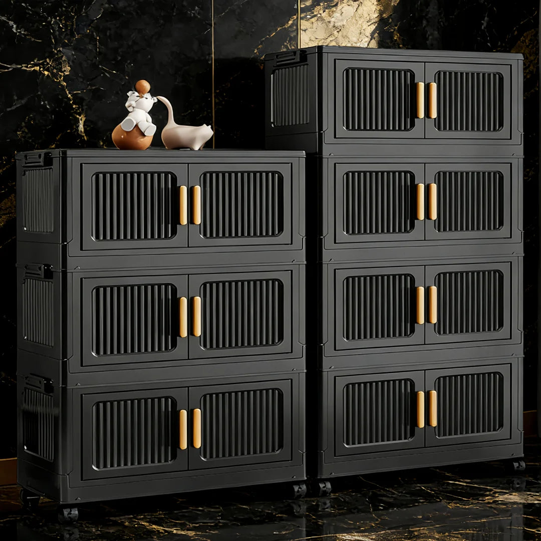 ONENOBLE Folding Storage Cabinet Modular Stackable with Ventilated Doors