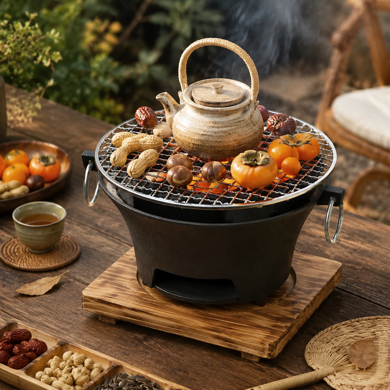 KL1 Portable Charcoal Grill Tabletop BBQ Cast Iron Body