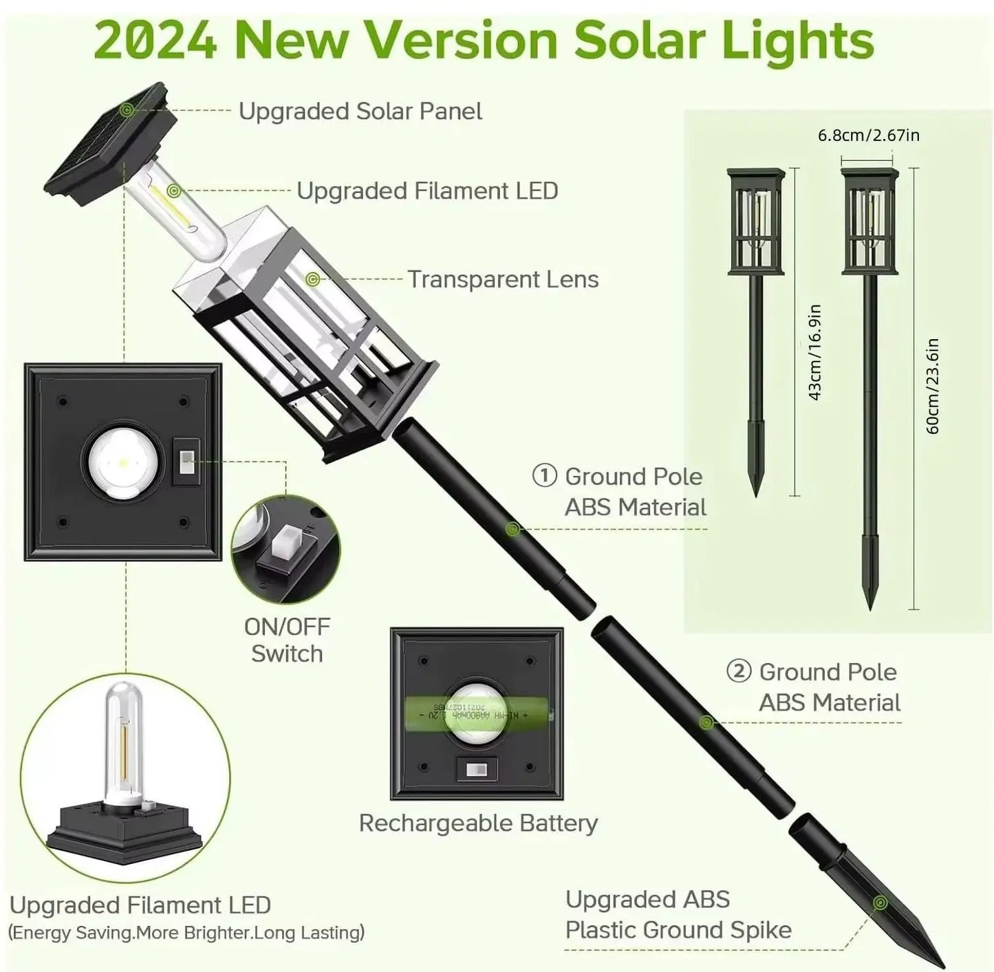 Solar Pathway Lights Outdoor LED Landscape Lamp IP65 Waterproof Yard