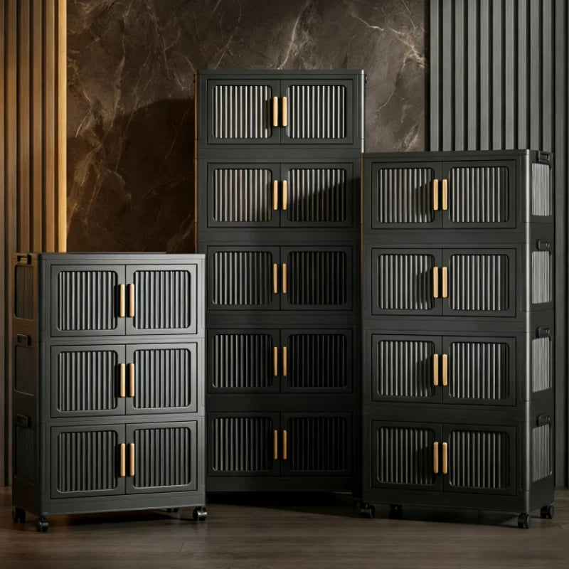 ONENOBLE Folding Storage Cabinet Modular Stackable with Ventilated Doors