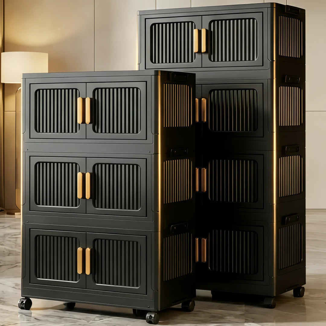 ONENOBLE Folding Storage Cabinet Modular Stackable with Ventilated Doors