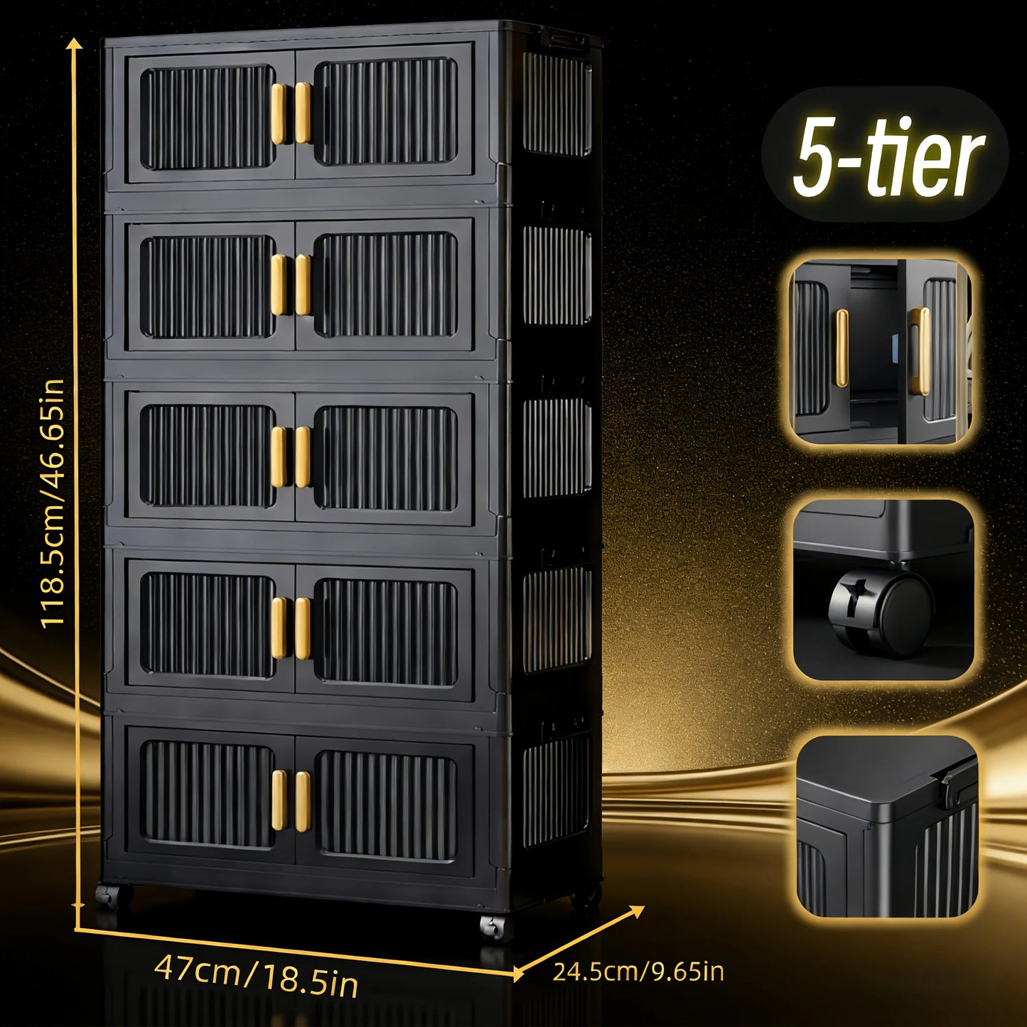 ONENOBLE Folding Storage Cabinet Modular Stackable with Ventilated Doors