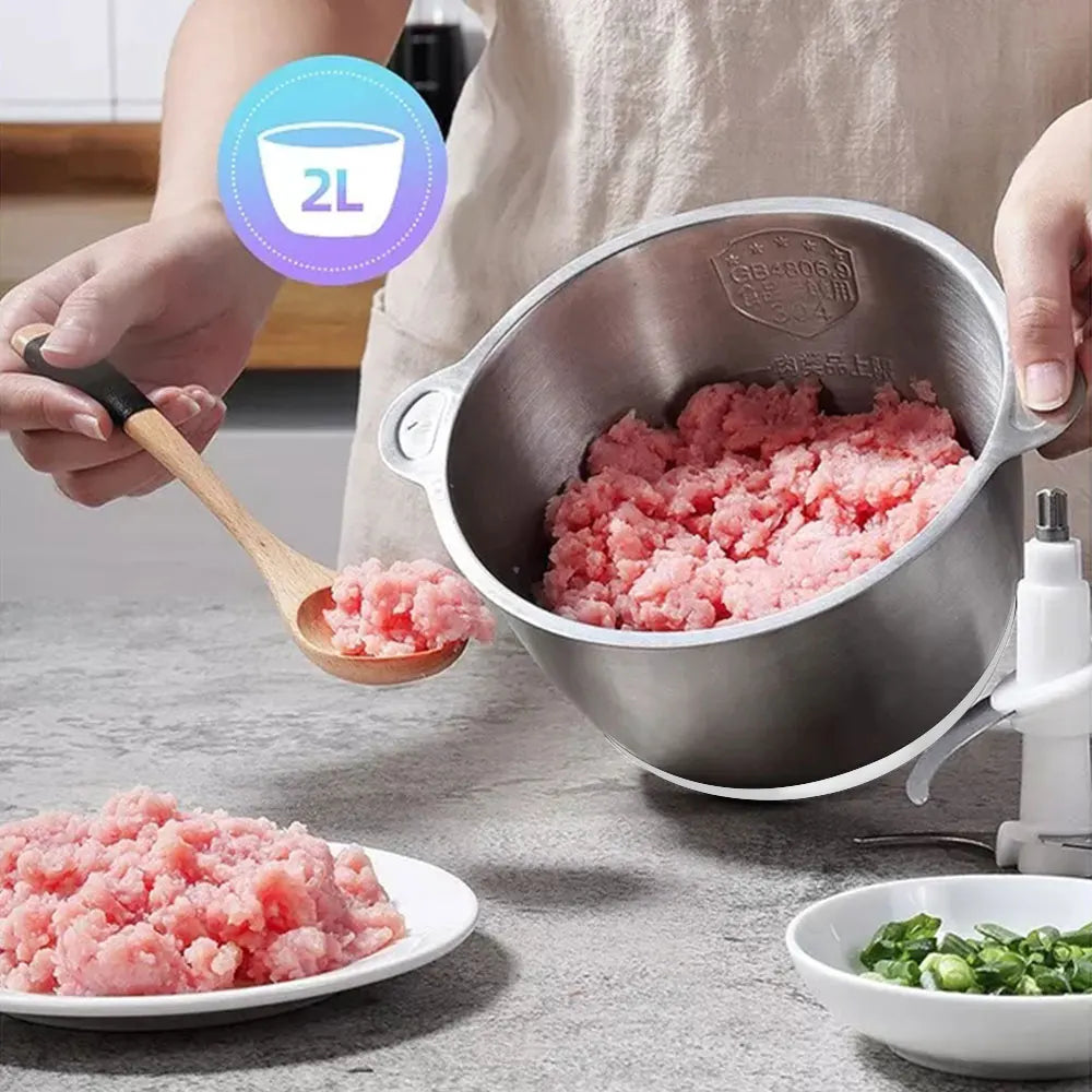 Biolomix 500W Stainless Steel Two Speeds Electric Chopper And Meat Grinder
