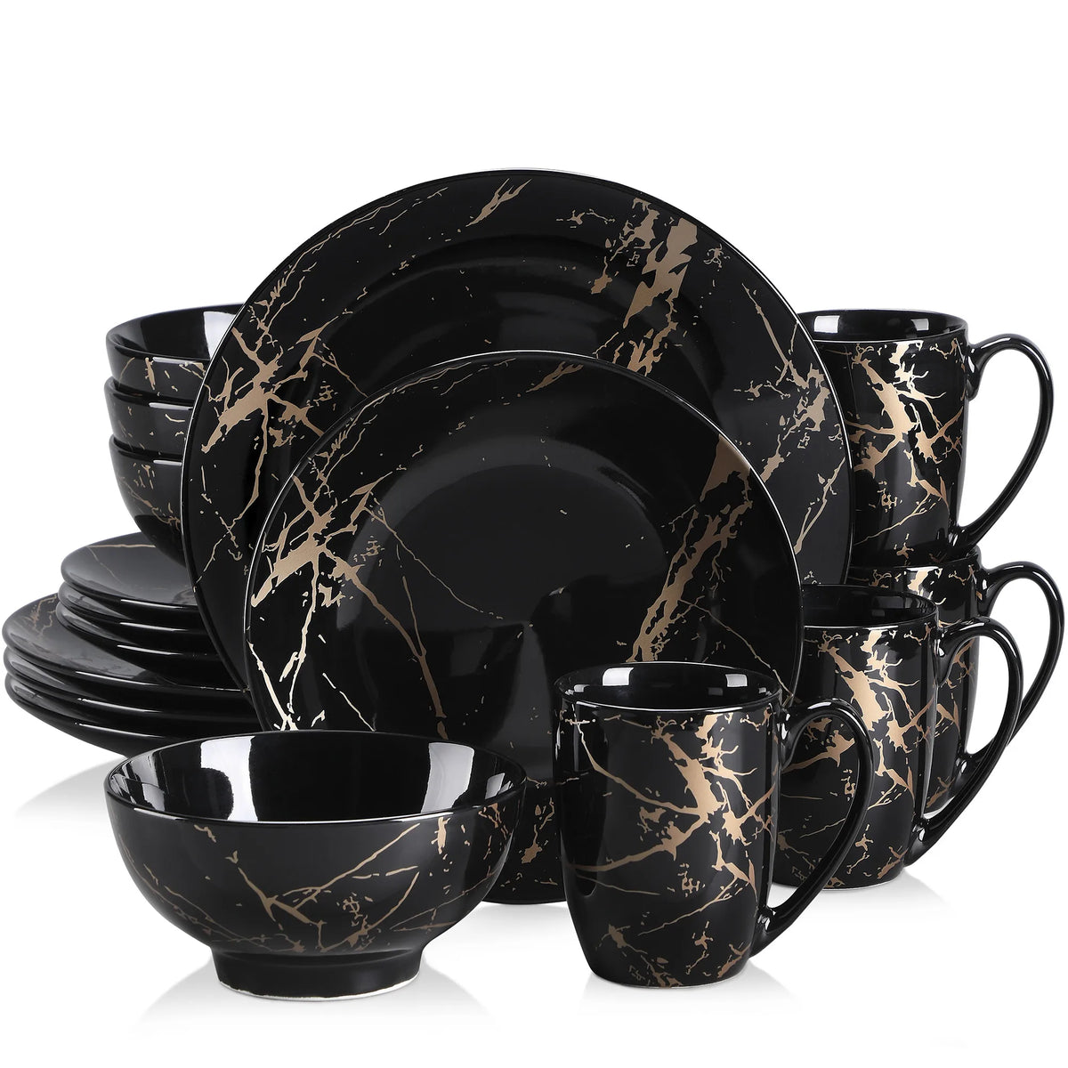 MALACASA Porcelain Dinnerware Set With Plates Bowls And Coffee Cups