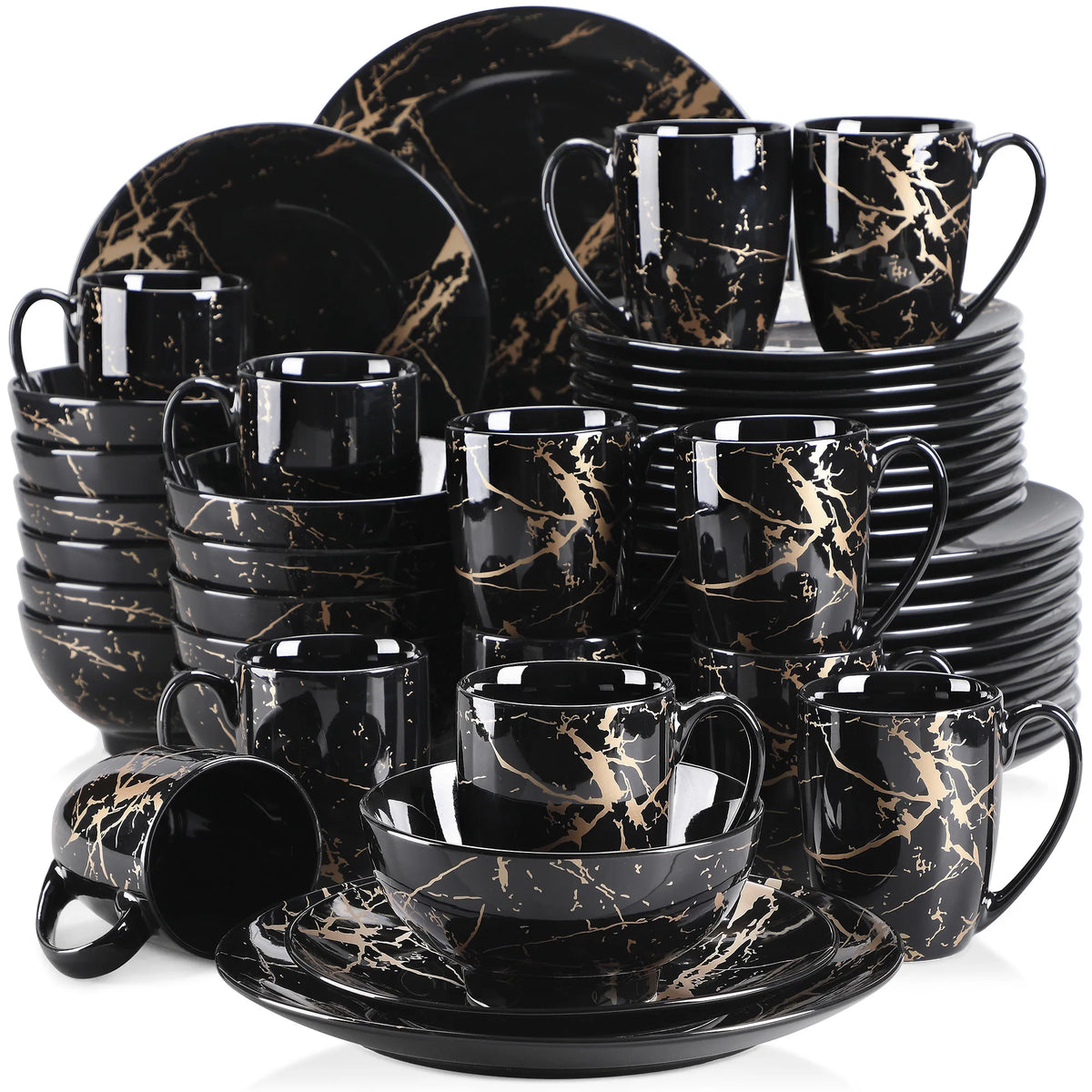 MALACASA Porcelain Dinnerware Set With Plates Bowls And Coffee Cups