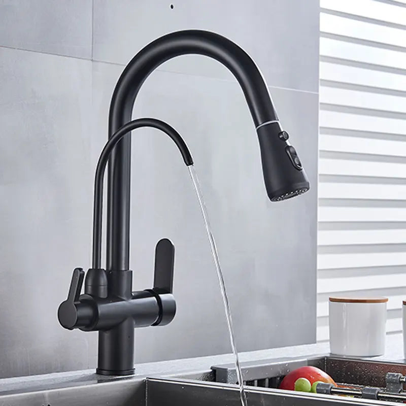Gold /Black/Chrome Kithcen Purified Faucet Pull Out Water Filter Tap 2/3 Way Torneira Hot Cold Mixer Sink Crane Kitchen Drink