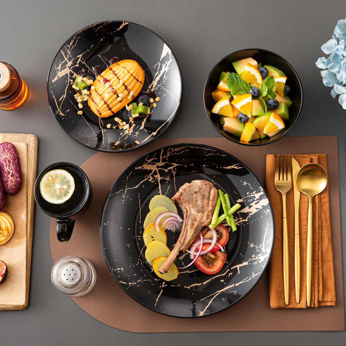 MALACASA Porcelain Dinnerware Set With Plates Bowls And Coffee Cups