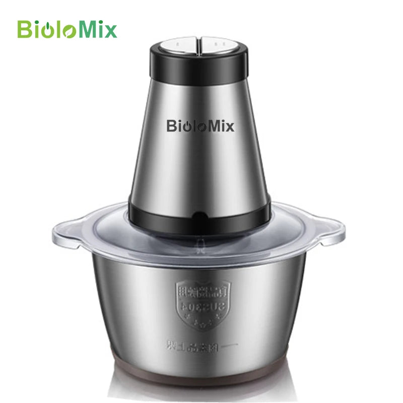 Biolomix 500W Stainless Steel Two Speeds Electric Chopper And Meat Grinder