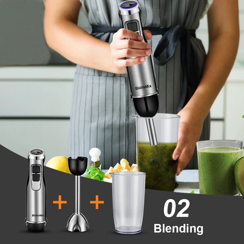 Biolomix 4 In 1 Immersion Hand Blender 1200W With Chopper Smoothie Cup