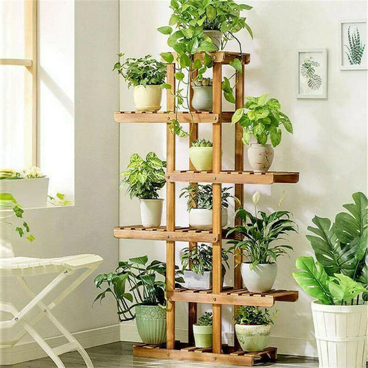 BINGOPAW 6 Tier Wooden Plant Stand Carbonized Display Rack