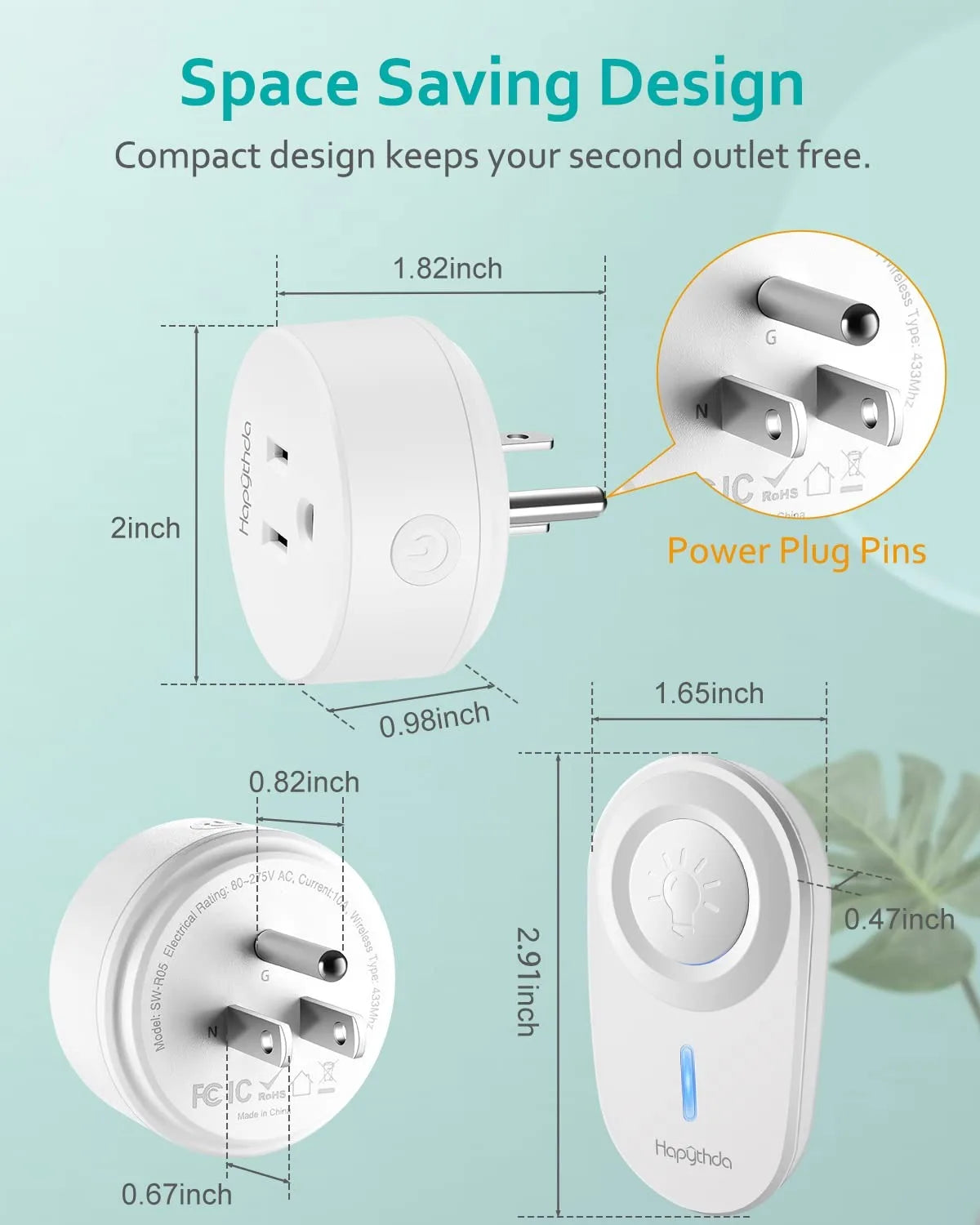 Remote Light Switch 15A No Wiring Needed Smart Plug Adapter