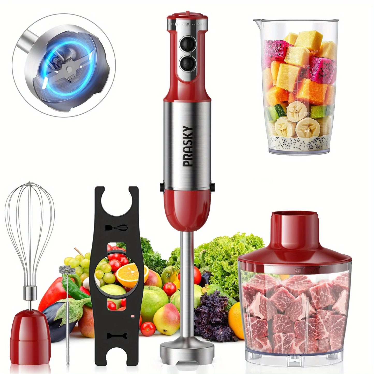 Prasky 5in1 Handheld Immersion Blender With High Power Motor