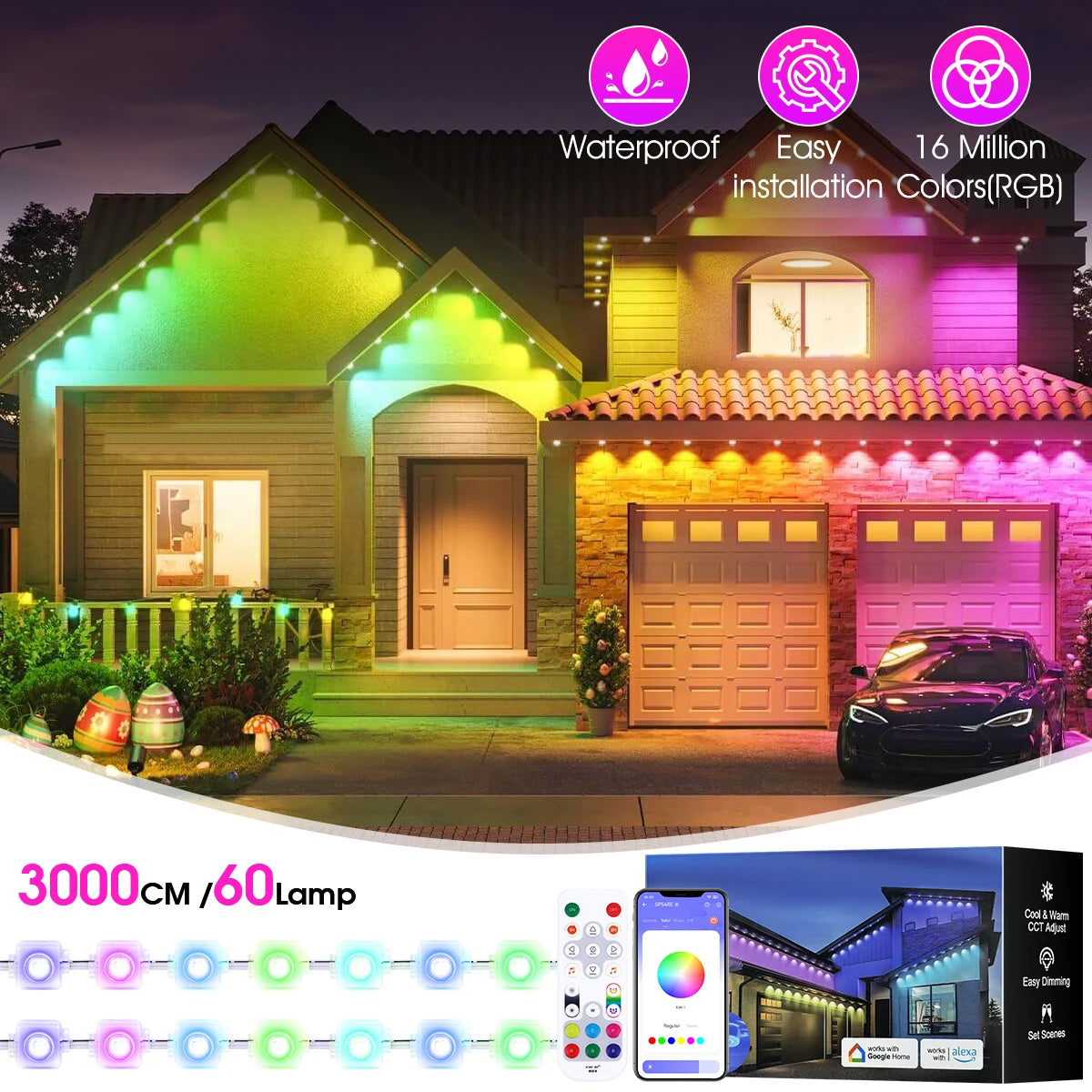 Aiopp RGBIC Outdoor Lights IP67 Waterproof 60 or 90 LEDs