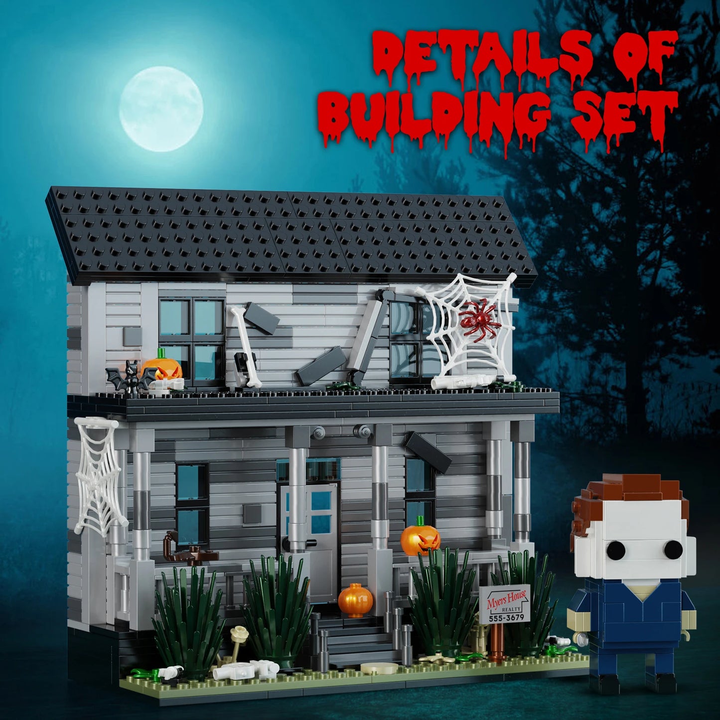 Horror Movie Iconic Architecture House Building Blocks Halloween Ornament