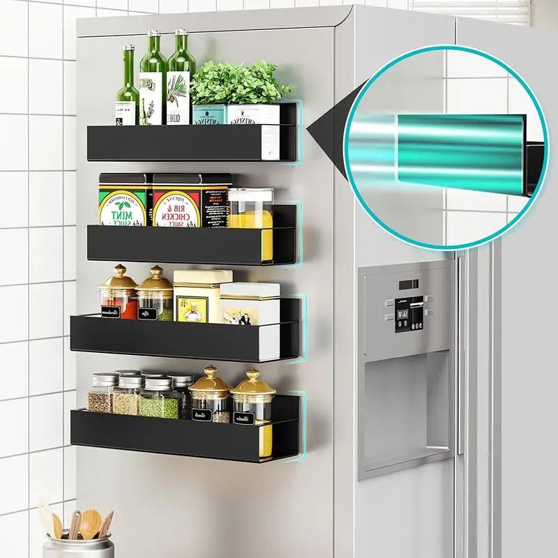 Magnetic Refrigerator Spice Rack 4 Pack Kitchen Organizer Shelf