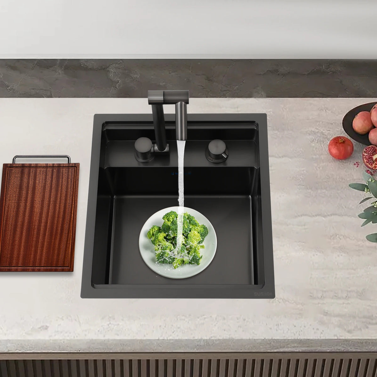 Bymaocar Stainless Steel Single Bowl Kitchen Sink With Rotating Faucet
