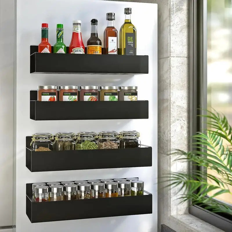 Magnetic Refrigerator Spice Rack 4 Pack Kitchen Organizer Shelf