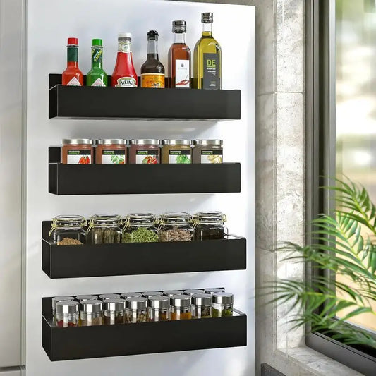 Magnetic Refrigerator Spice Rack 4 Pack Kitchen Organizer Shelf