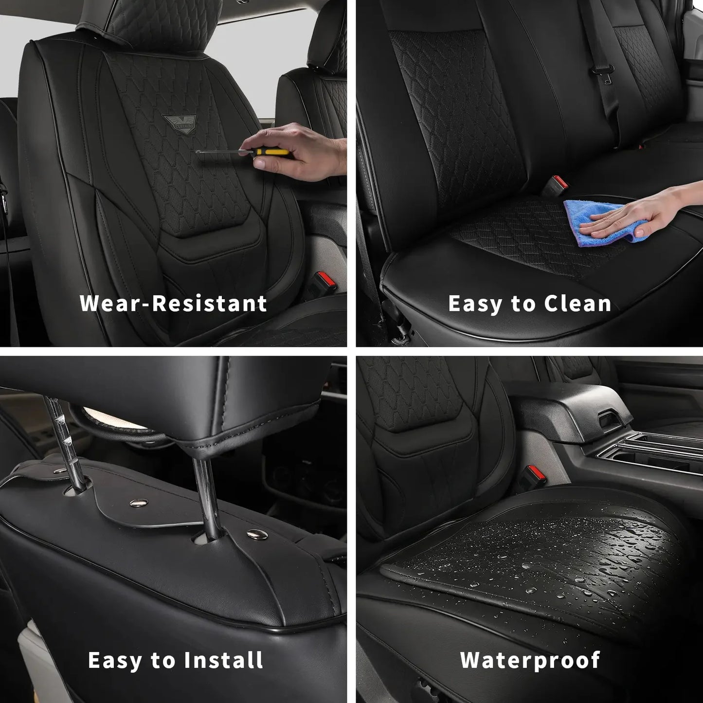 Universal Waterproof Leather Car Seat Covers Full Set For Sedans And SUVs