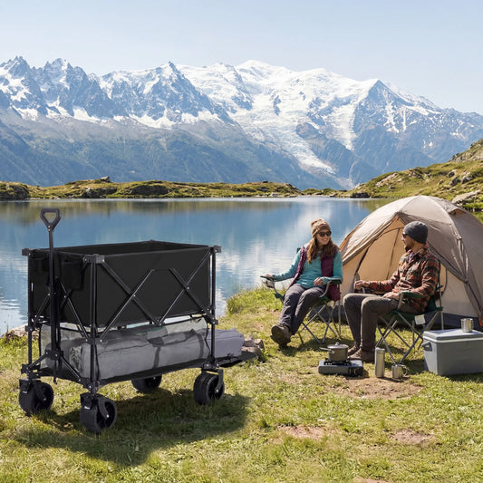 JHK Outdoor Double Decker Wagons Cart 440 Pound Capacity Garden Camping